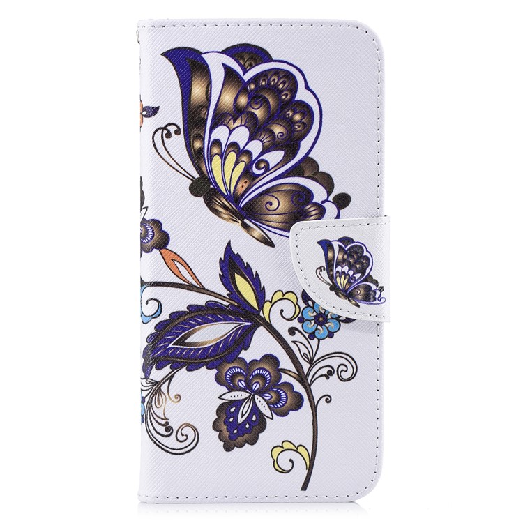 Pattern Printing Wallet Stand Leather Accessory Case for Huawei Mate 20 Lite / Maimang 7 - Butterfly and Flower-7