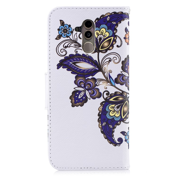 Pattern Printing Wallet Stand Leather Accessory Case for Huawei Mate 20 Lite / Maimang 7 - Butterfly and Flower-8