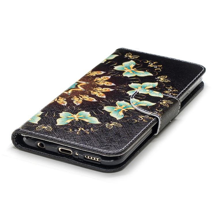Pattern Printing Wallet Stand Leather Phone Case for Huawei Mate 20 Lite / Maimang 7 - Colorized Butterflies-11