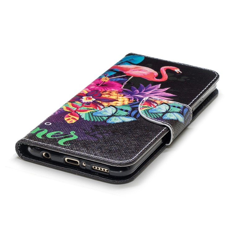 Pattern Printing Wallet Stand Leather Mobile Case for Huawei Mate 20 Lite / Maimang 7 - Flamingo and Pineapple-11