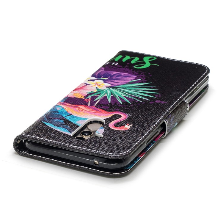 Pattern Printing Wallet Stand Leather Mobile Case for Huawei Mate 20 Lite / Maimang 7 - Flamingo and Pineapple-12