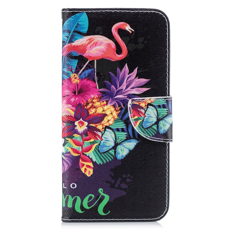 Pattern Printing Wallet Stand Leather Mobile Case for Huawei Mate 20 Lite / Maimang 7 - Flamingo and Pineapple-7