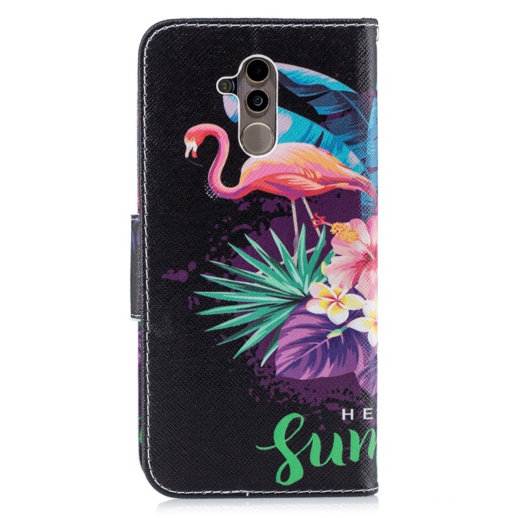 Pattern Printing Wallet Stand Leather Mobile Case for Huawei Mate 20 Lite / Maimang 7 - Flamingo and Pineapple-8