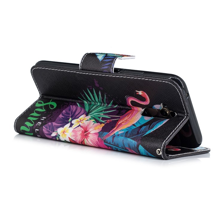 Pattern Printing Wallet Stand Leather Mobile Case for Huawei Mate 20 Lite / Maimang 7 - Flamingo and Pineapple-9
