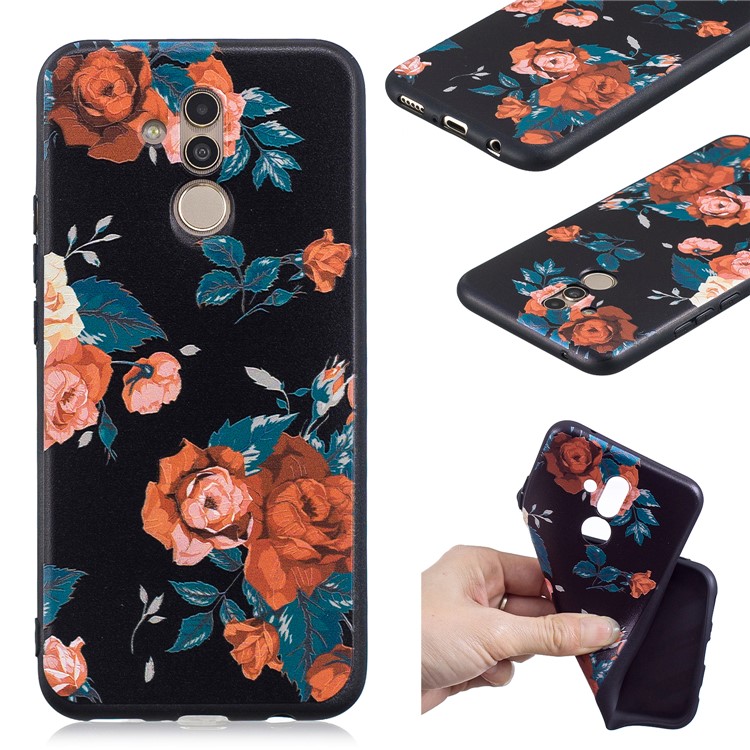Embossment TPU Case for Huawei Mate 20 Lite / Maimang 7 - Peony-1