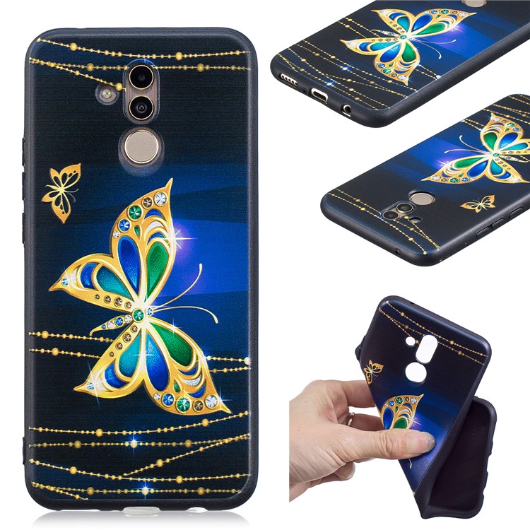 Embossed TPU Protection Phone Cover for Huawei Mate 20 Lite / Maimang 7 - Shiny Butterfly-1