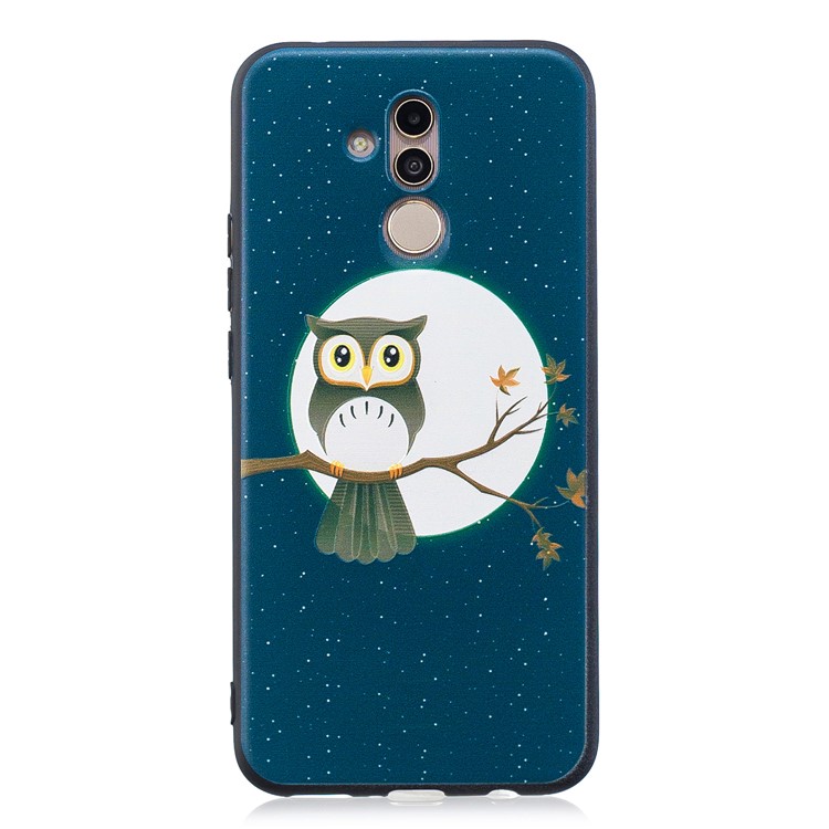 Embossment TPU Case Cover for Huawei Mate 20 Lite / Maimang 7 - Owl on Branch-2