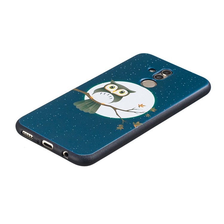 Embossment TPU Case Cover for Huawei Mate 20 Lite / Maimang 7 - Owl on Branch-3