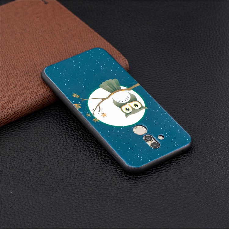Embossment TPU Case Cover for Huawei Mate 20 Lite / Maimang 7 - Owl on Branch-7