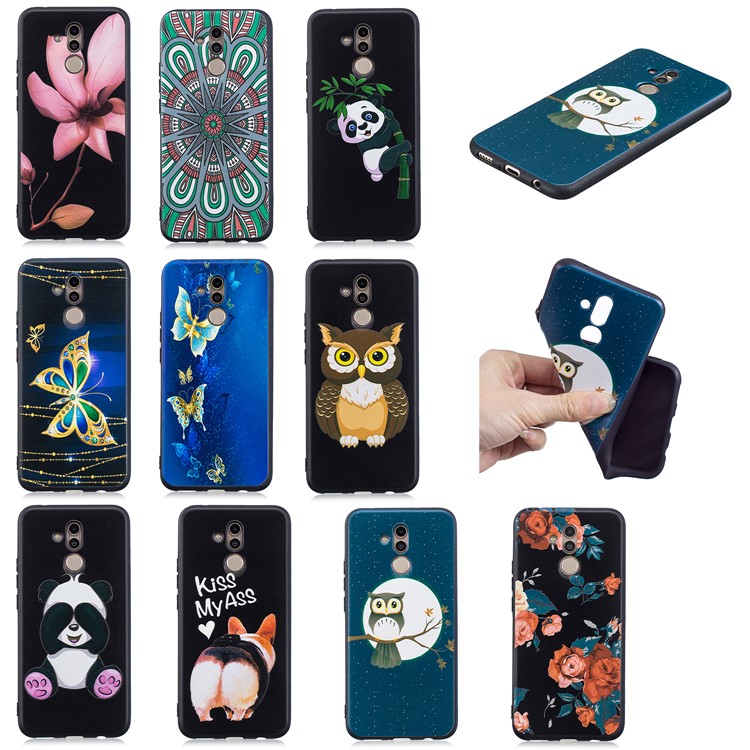 Embossment TPU Case Cover for Huawei Mate 20 Lite / Maimang 7 - Owl on Branch-8