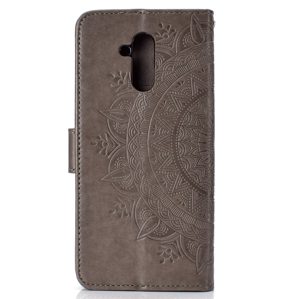 Imprint Totem Pattern Wallet Stand Leather Cover for Huawei Mate 20 Lite - Grey-3