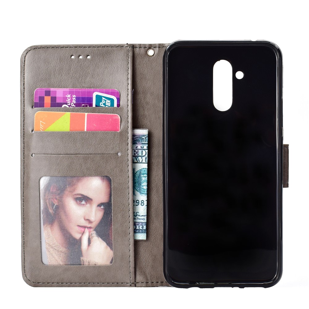 Отпечаток Totem Pattern Wallet Stand Кожаная Крышка Для Huawei Mate 20 Lite - Серый