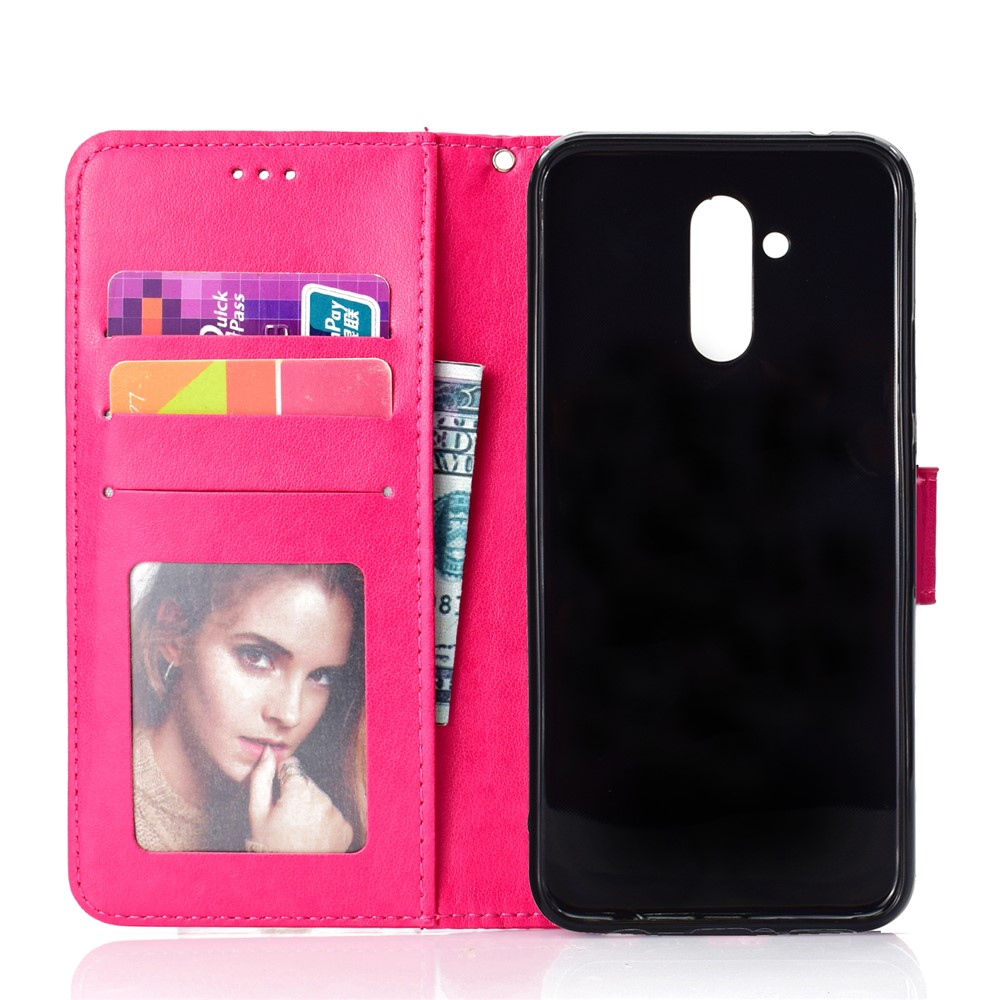 Imprint Totem Pattern Wallet Stand Leather Casing for Huawei Mate 20 Lite - Rose-4