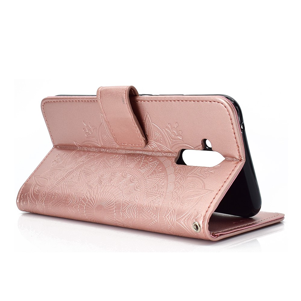 Imprint Totem Pattern Wallet Stand Leather Shell for Huawei Mate 20 Lite - Rose Gold-5