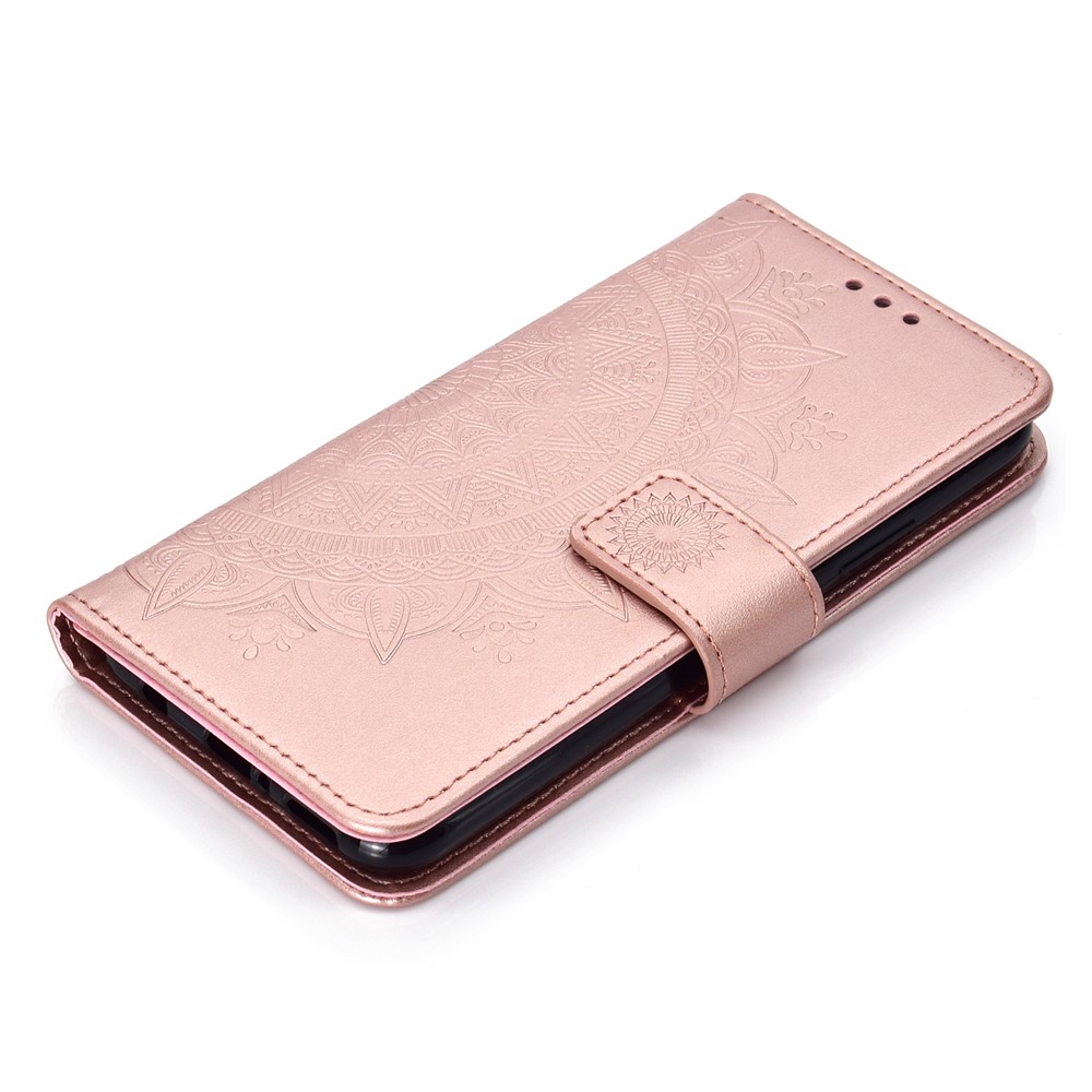 Imprint Totem Pattern Wallet Stand Leather Shell for Huawei Mate 20 Lite - Rose Gold-7
