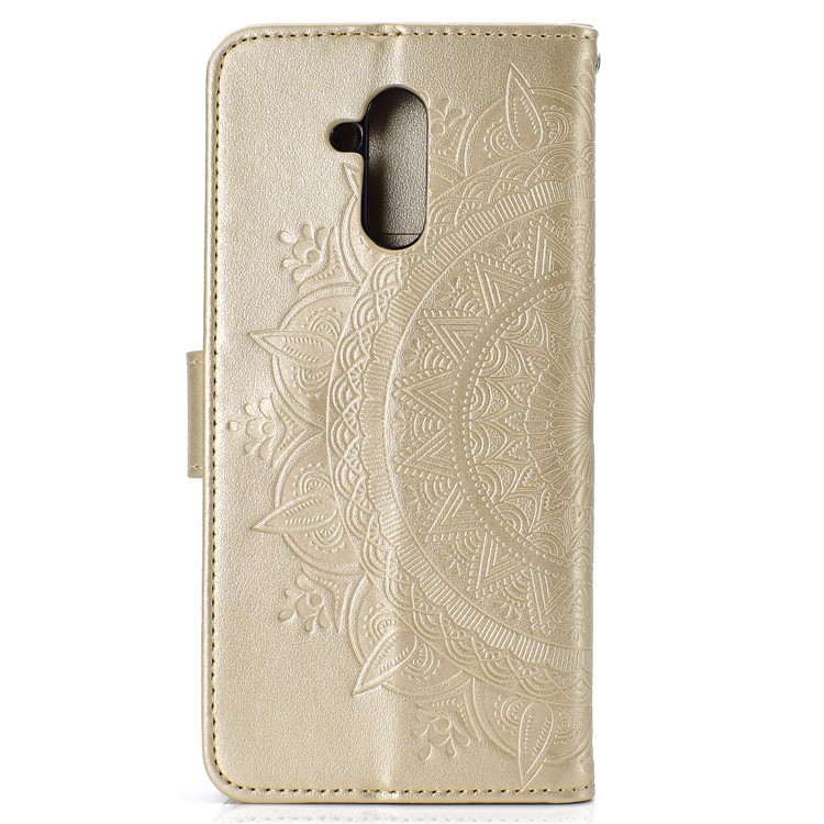 Imprint Totem Pattern Wallet Stand Leather Case for Huawei Mate 20 Lite - Gold-3
