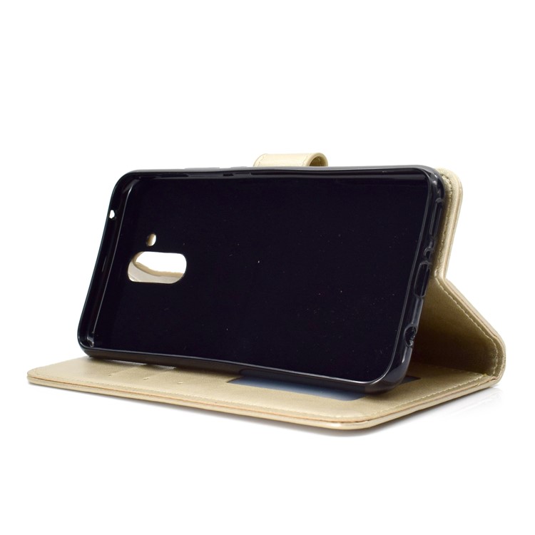 Imprint Totem Pattern Wallet Stand Leather Case for Huawei Mate 20 Lite - Gold-6
