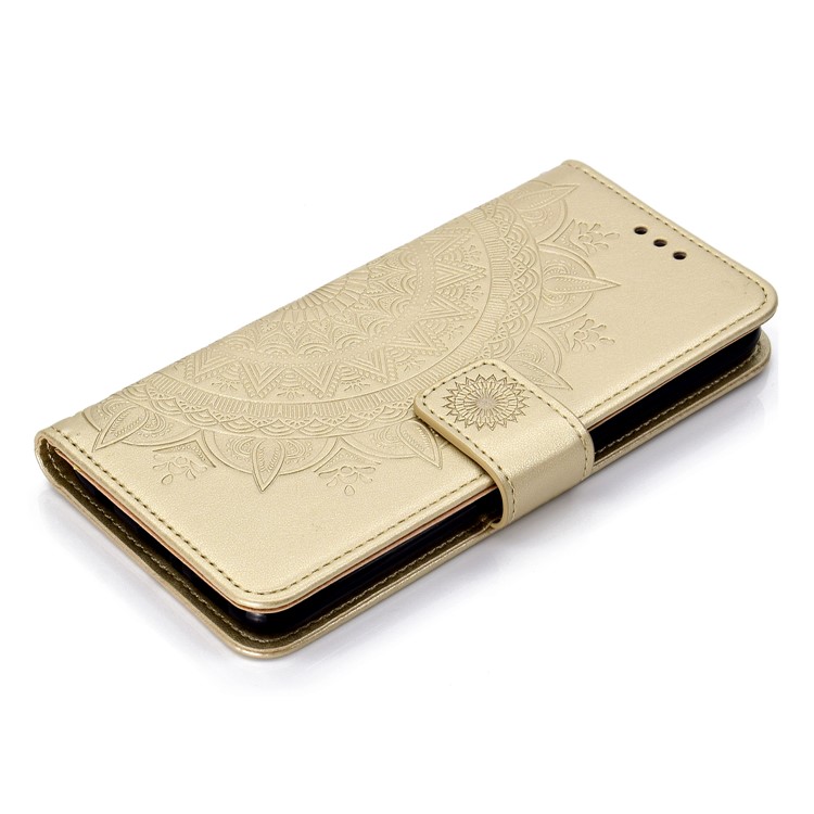 Imprint Totem Pattern Wallet Stand Leather Case for Huawei Mate 20 Lite - Gold-7