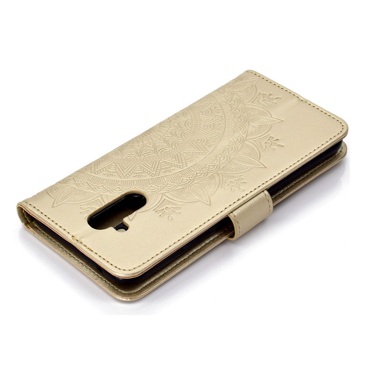 Imprint Totem Pattern Wallet Stand Leather Case for Huawei Mate 20 Lite - Gold-8