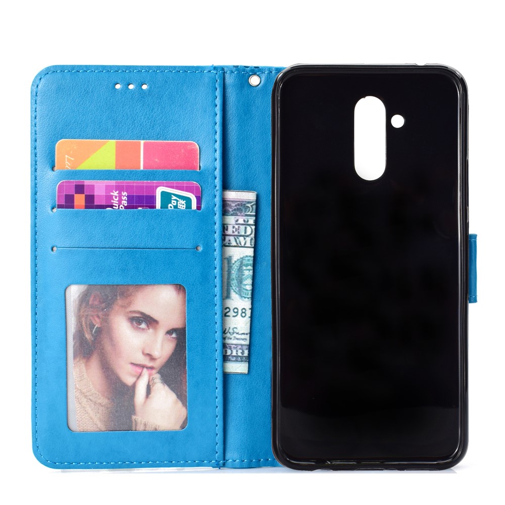Imprint Totem Pattern Wallet Stand Leather Protective Cover for Huawei Mate 20 Lite - Blue-4