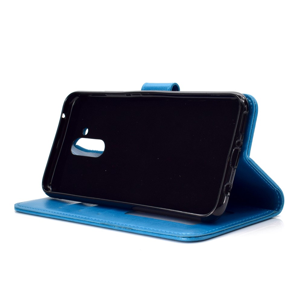 Impresión Tótem Patrón Billetera Soporte De Cuero Cubierta Protectora Para Huawei Mate 20 Lite - Azul-6