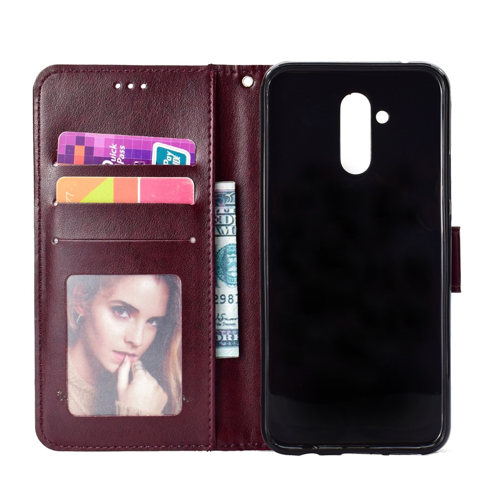 Impronta Totem Modello Portafoglio Basamento In Pelle Copertina Del Telefono Cellulare Per Huawei Mate 20 Lite - Marrone-5