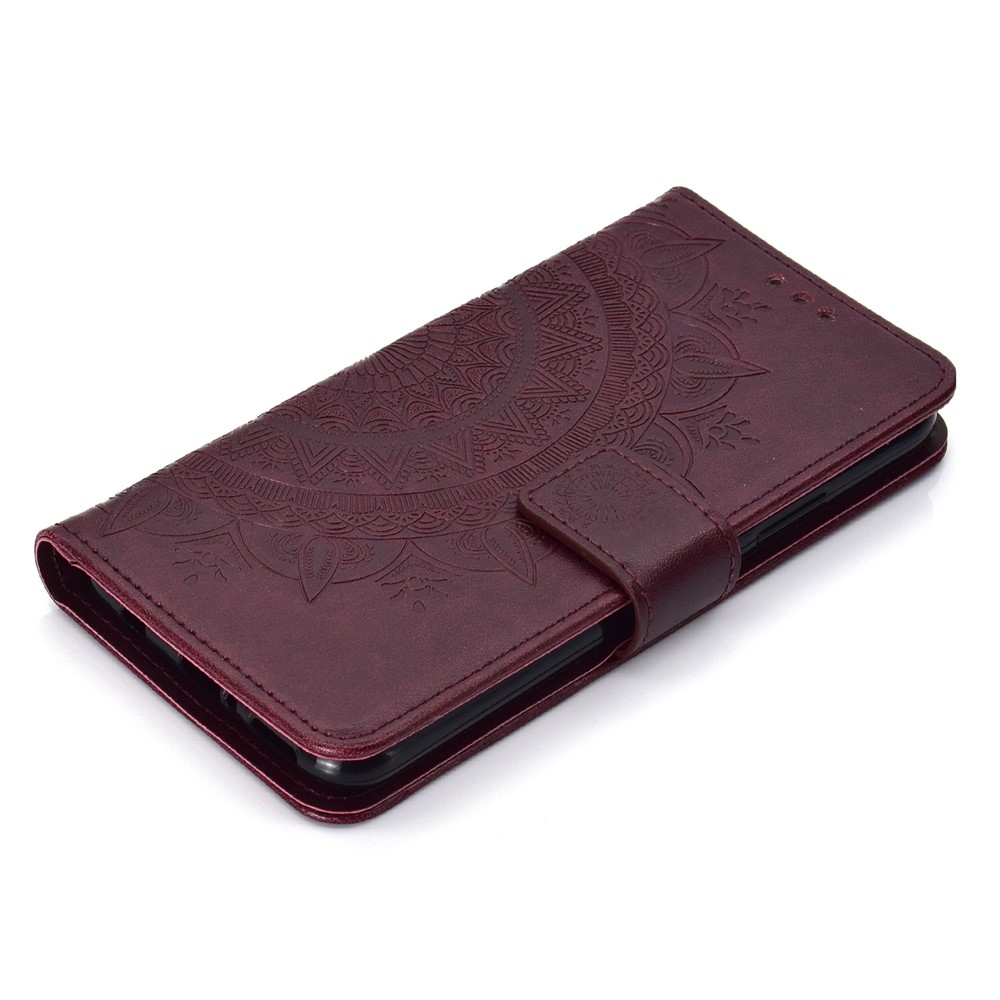 Impronta Totem Modello Portafoglio Basamento In Pelle Copertina Del Telefono Cellulare Per Huawei Mate 20 Lite - Marrone-7