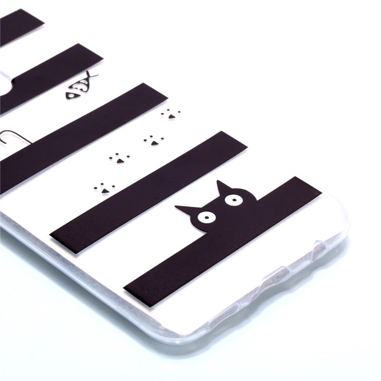 Pattern Printing Soft TPU Phone Case for Huawei Mate 20 Lite / Maimang 7 - Stripes and Cat-3