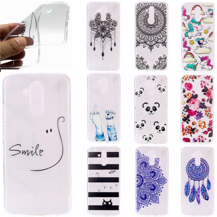 Pattern Printing Soft TPU Phone Case for Huawei Mate 20 Lite / Maimang 7 - Stripes and Cat-7