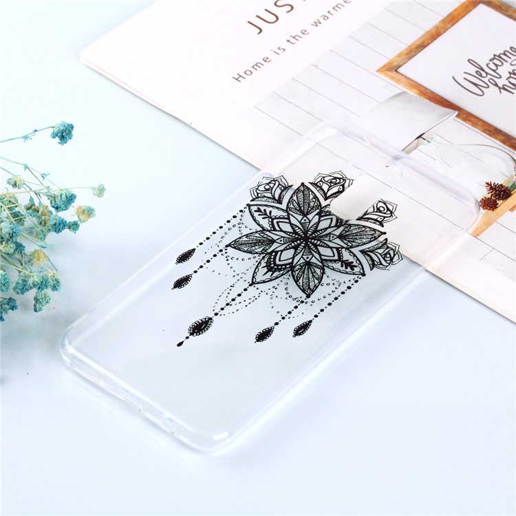 Patterned Soft TPU Protection Phone Case for Huawei Mate 20 Lite / Maimang 7 - Black Flower-5