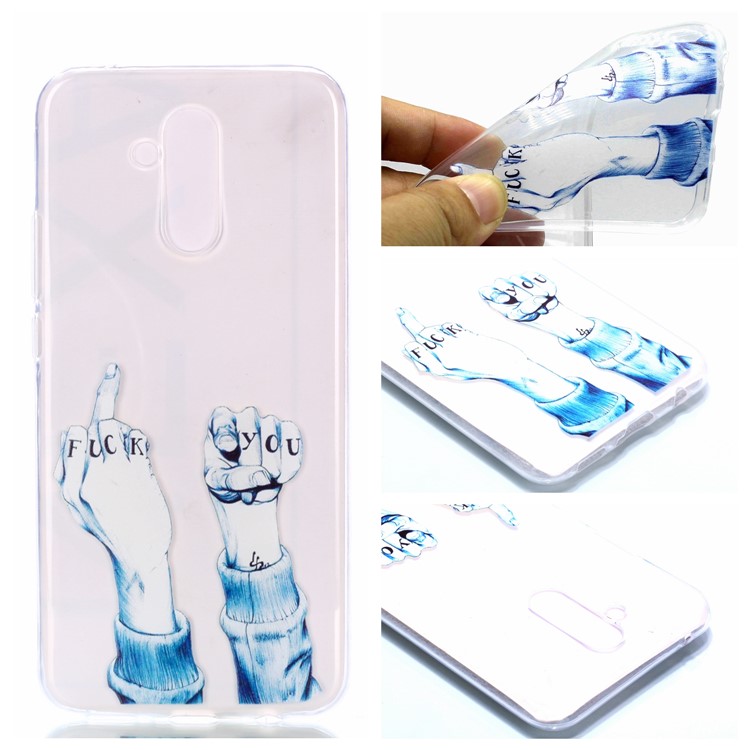Patterned Flexible TPU Case Accessory for Huawei Mate 20 Lite / Maimang 7 - Hand Gesture-1