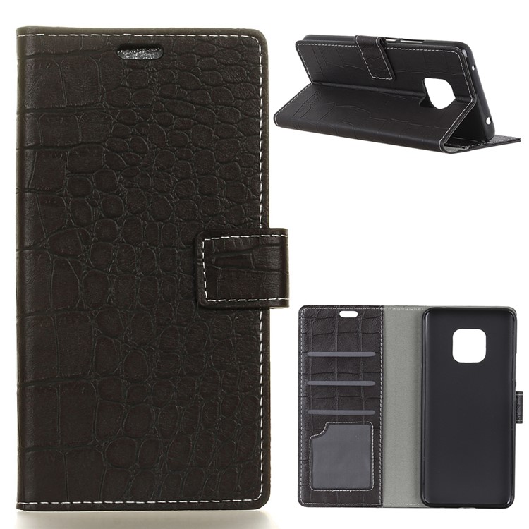 For Huawei Mate 20 Pro Vintage Crocodile Texture PU Leather Wallet Protection Case - Black-1