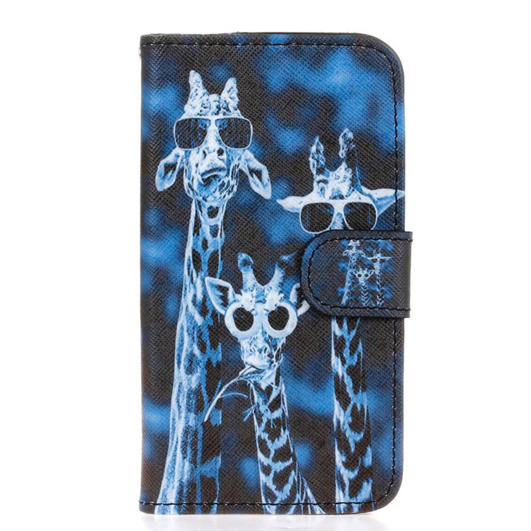 Leather Wallet Stand Shell for Huawei Y5 Y560 - Giraffe Family-1