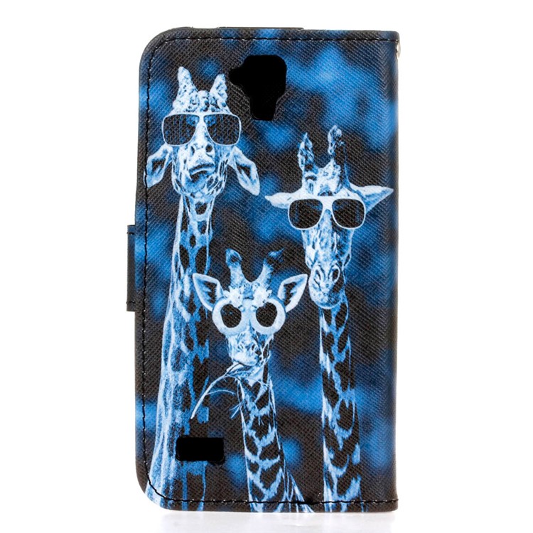 Leather Wallet Stand Shell for Huawei Y5 Y560 - Giraffe Family-2