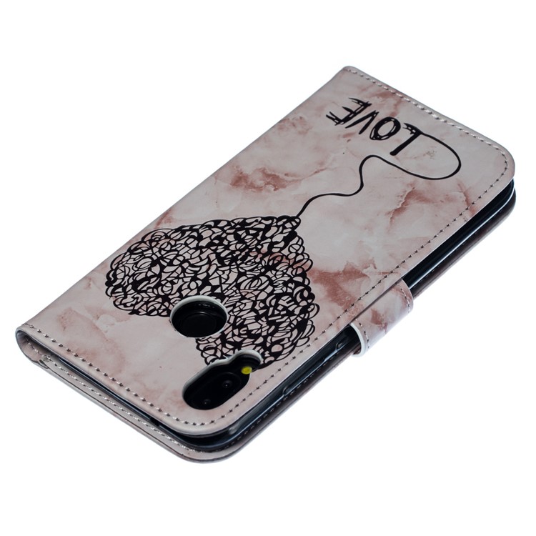 Imprinted Lover Heart Pattern Marble Leather Case for Huawei P20 Lite / Nova 3e - Pink-7