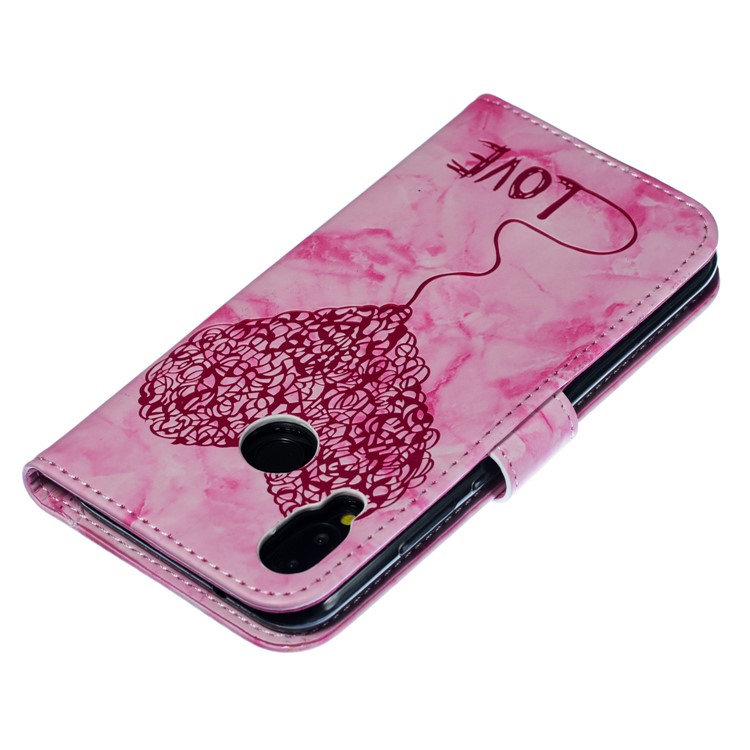 Imprinted Lover Heart Pattern Marble Leather Shell for Huawei P20 Lite / Nova 3e - Red-7
