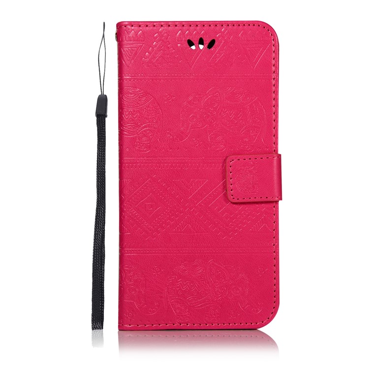 Imprinted Elephant Wallet PU Leather Case for Huawei Mate 20 Lite / Maimang 7 - Rose-2