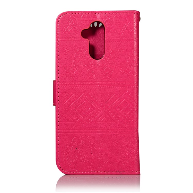 Imprinted Elephant Wallet PU Leather Case for Huawei Mate 20 Lite / Maimang 7 - Rose-3