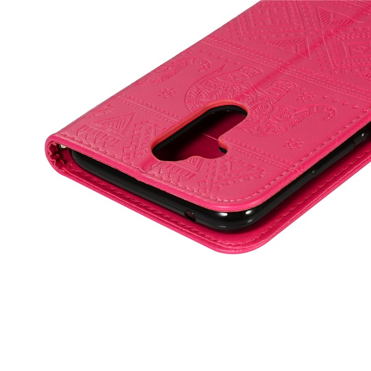 Imprinted Elephant Wallet PU Leather Case for Huawei Mate 20 Lite / Maimang 7 - Rose-6