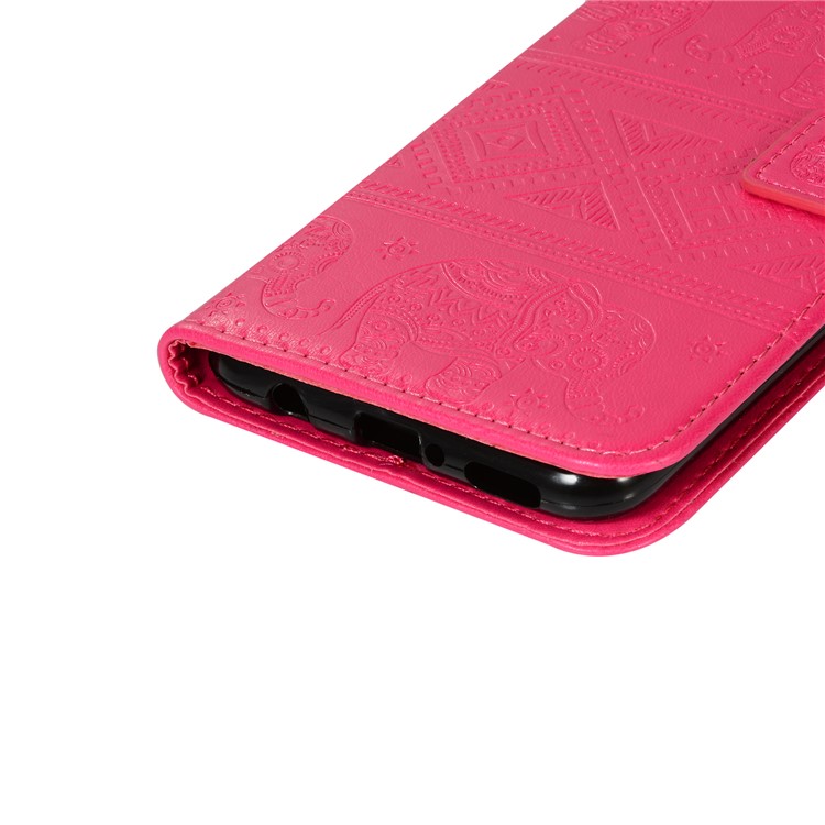 Imprinted Elephant Wallet PU Leather Case for Huawei Mate 20 Lite / Maimang 7 - Rose-7