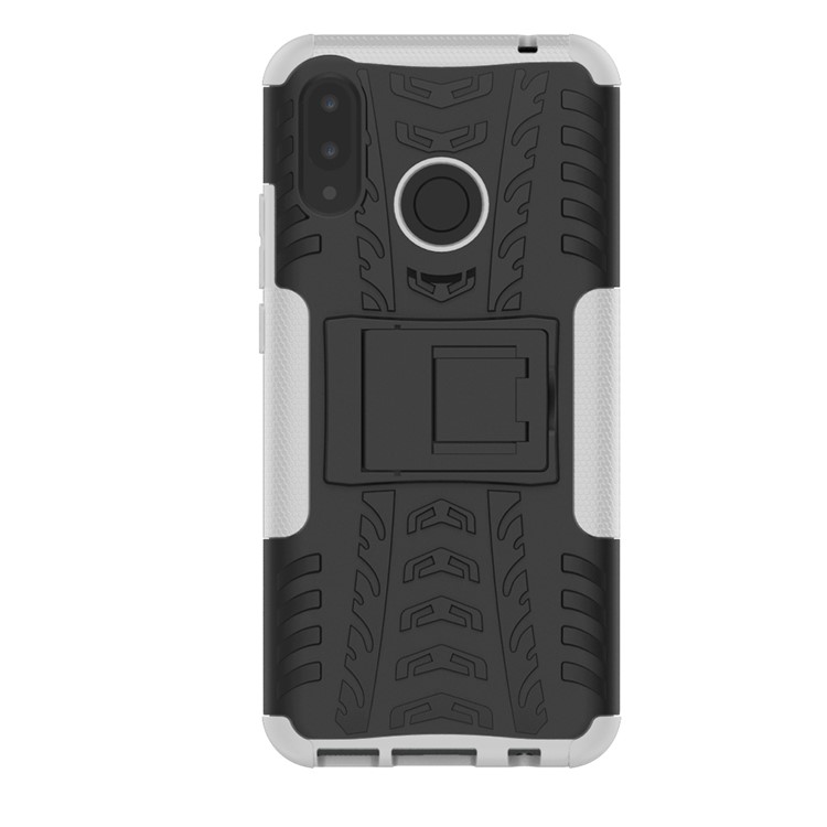 Modello Pneumatico Kickstand PC + TPU copertura Combinata Per Huawei P Smart + / nova 3i - Bianca-3