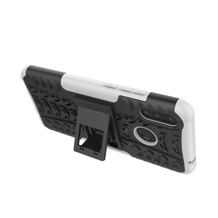 Modello Pneumatico Kickstand PC + TPU copertura Combinata Per Huawei P Smart + / nova 3i - Bianca-4