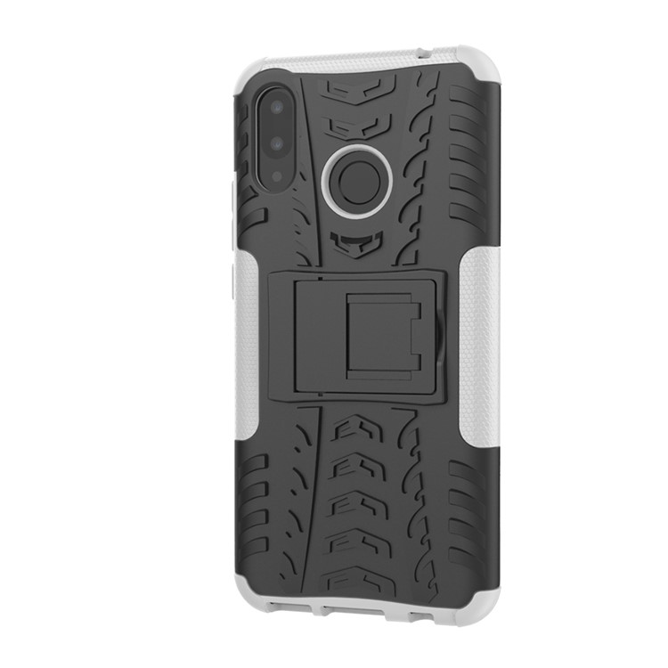 Modello Pneumatico Kickstand PC + TPU copertura Combinata Per Huawei P Smart + / nova 3i - Bianca-5