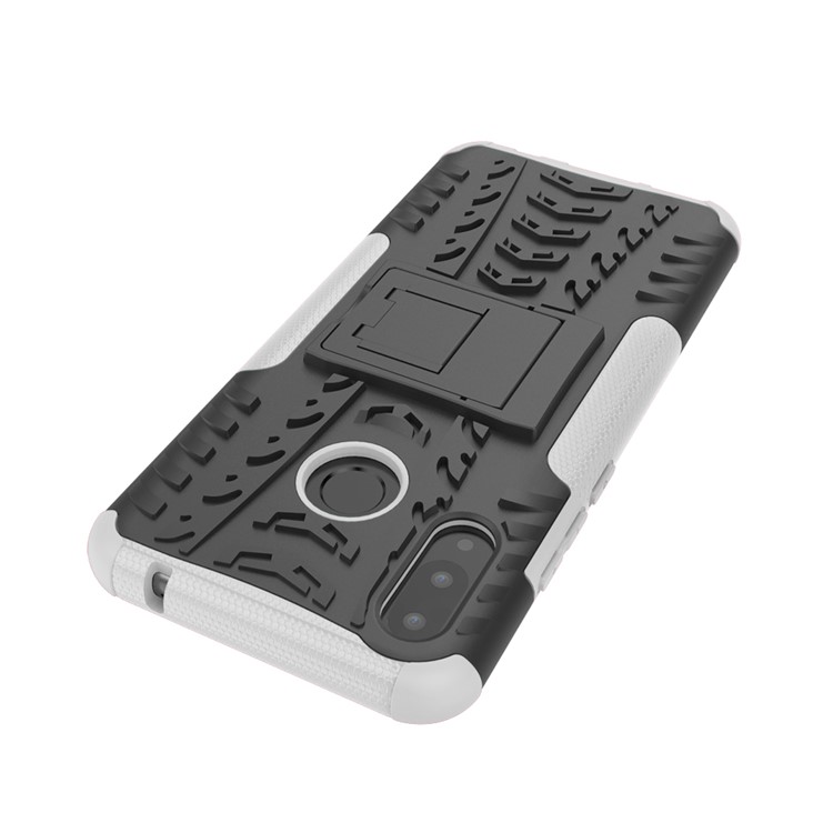Modello Pneumatico Kickstand PC + TPU copertura Combinata Per Huawei P Smart + / nova 3i - Bianca-7