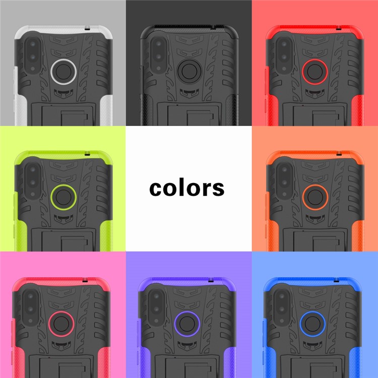 Modello Pneumatico Kickstand PC + TPU copertura Combinata Per Huawei P Smart + / nova 3i - Bianca-9