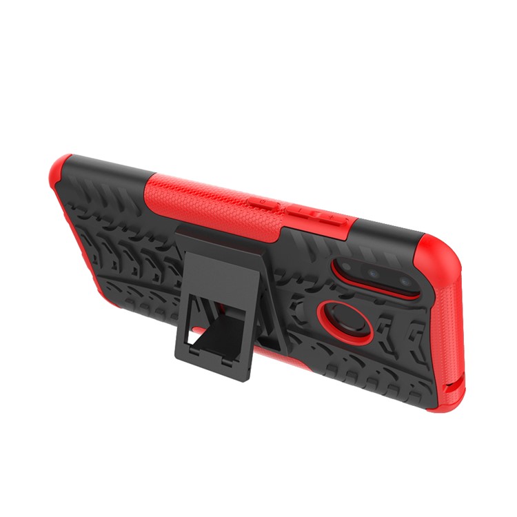 Tire Pattern Kickstand PC + TPU Hybrid Case for Huawei P Smart+ / nova 3i - Red-4