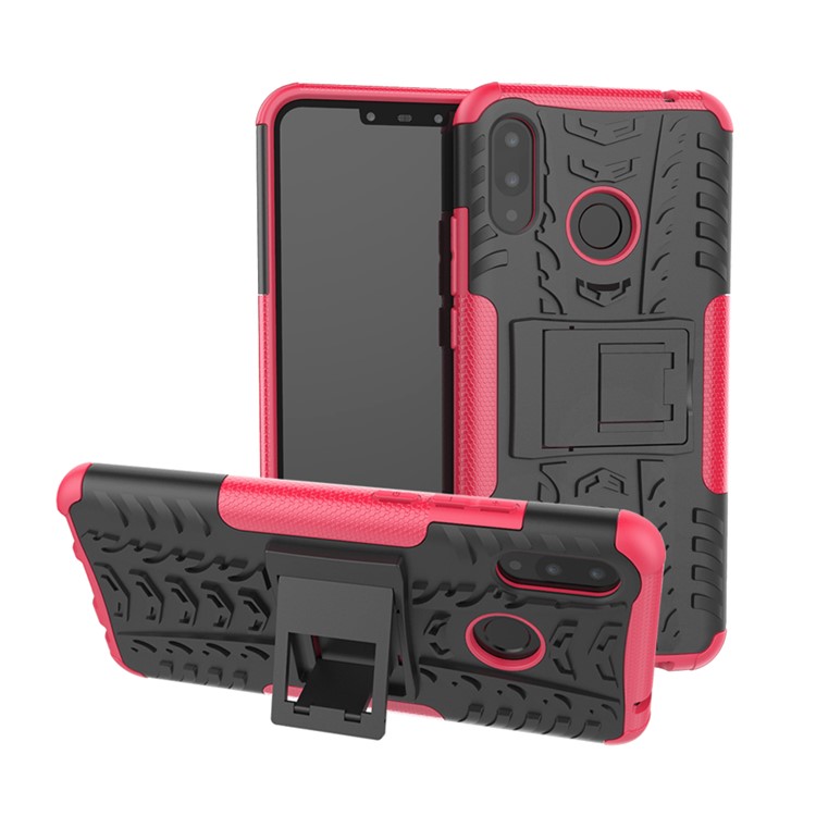 Tire Pattern Kickstand PC + TPU Hybrid Shell for Huawei P Smart+ / nova 3i - Rose-1