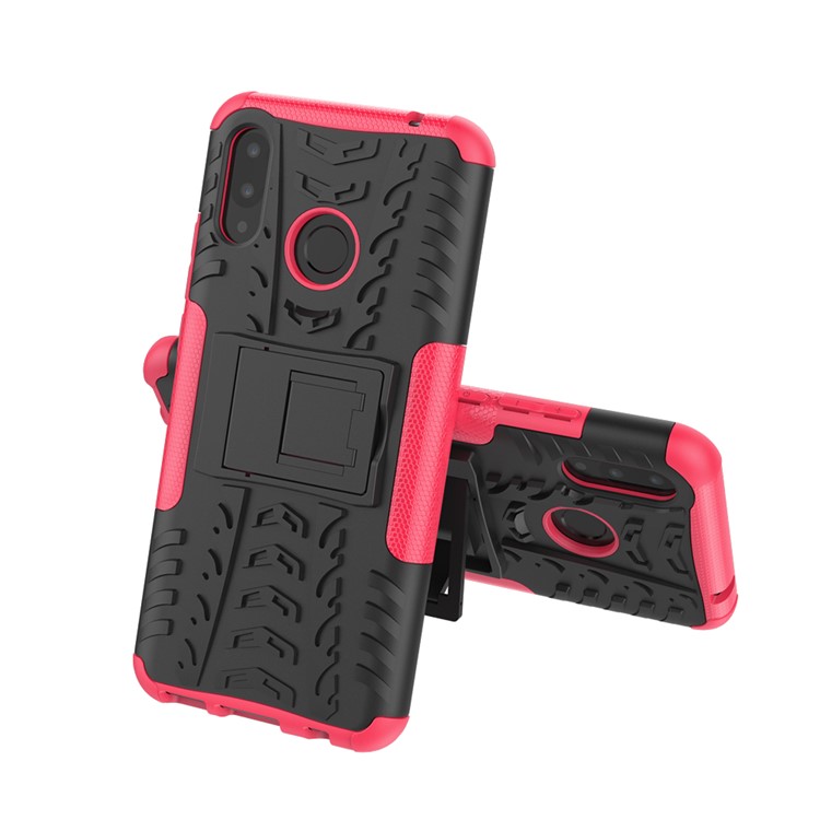 Tire Pattern Kickstand PC + TPU Hybrid Shell for Huawei P Smart+ / nova 3i - Rose-2