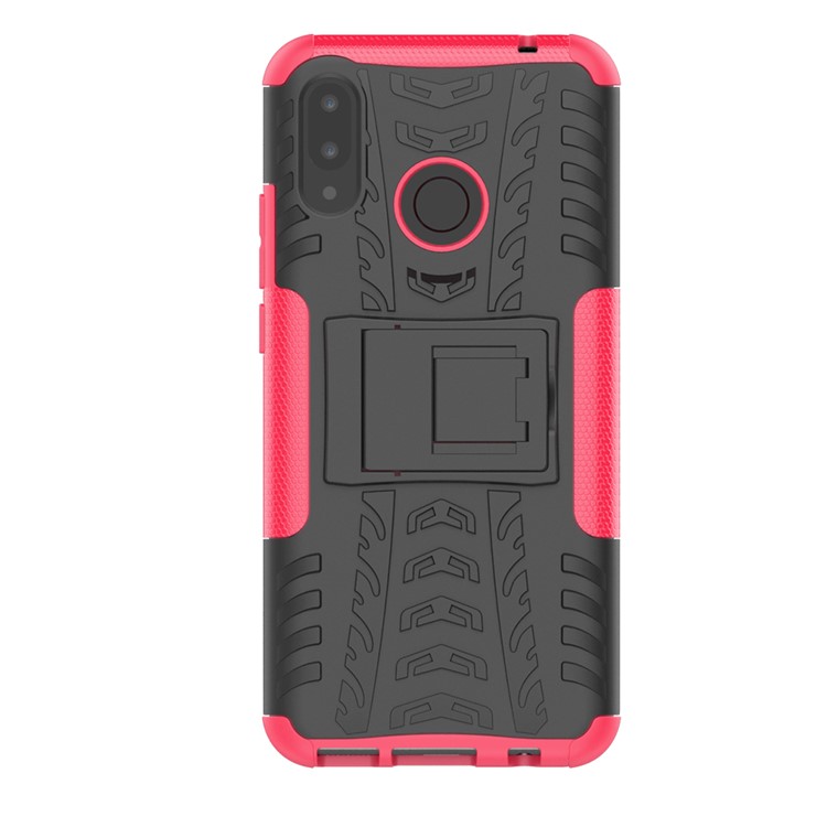 Tire Pattern Kickstand PC + TPU Hybrid Shell for Huawei P Smart+ / nova 3i - Rose-3