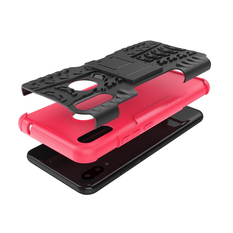 Tire Pattern Kickstand PC + TPU Hybrid Shell for Huawei P Smart+ / nova 3i - Rose-6